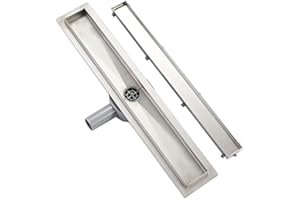 Plumbsys Canaleta de Ducha acero inoxidable 90cm,2 en 1 enlosable de doble cara，de Sifón 360° con dispositivo desodorante y filtro de pelo, Canal de Drenaje de conjunto completo