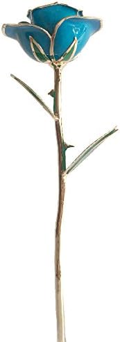 QGSTAR 24k Gold Dipped Long Stem Natural Rose Best Unique Gift for Birthday, Anniversaries, Mother's Day, Valentine's Day, Thanksgiving (Light Blue)