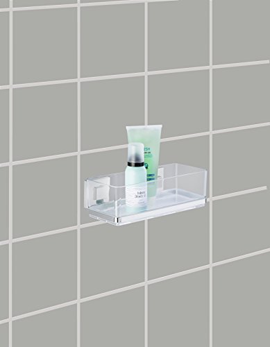 Wenko 22692100 Wandablage „Quadro“ mit Vacuum-Loc, Edelstahl, silber / transparent, 25.5 x 14 x 8.5 cm - 5