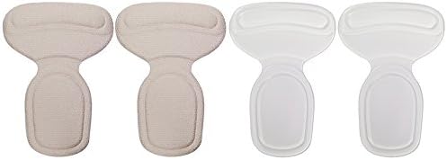 Alodor Shoe Back Pads 2 pairs, High Heel Shoe Cushion Insole Inserts Pads, Heel Grips Back Liner Shoe Boot Cushion Blister Prevention &amp; Improve Shoes Too Big (1 pair each Clear &amp; Beige)
