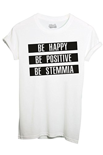 IMAGE T-Shirt BE Happy BE STEMMIA - Funny - Uomo-XL-Bianca