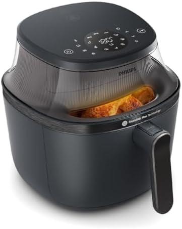 Philips Airfryer Serie 3000 4.2L, Finestra di Cottura, Friggitrice ad aria 16-in-1, Tecnologia RapidAir Plus, Rimozione Grassi, App Ricette HomeID, Facile da Pulire (NA320/00)