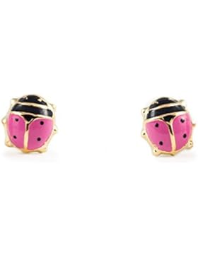 Damen & Kinder Marienkäfer Ohrstecker - Gelbgold 9 Karat (375)