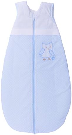 Sevira Kids - Gigoteuse pour toute l'année 84 cm 6-18 mois en coton certifié - Hibou brodé Bleu