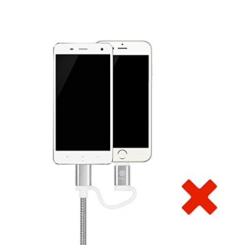 2 in 1 Ladekabel USB Lightning, HUNDA 1M Nylon umflochtenes Lightning Ladekabel [Apple MFi zertifiziert] für iPhone 7/7 Plus SE 6S/6S Plus 6/6 Plus, 5S/5C/5 , iPad Air 2, iPad Mini 3 (Grau) - 6