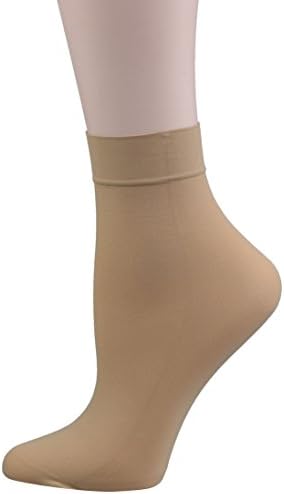 Fitu Women's 10 Pairs Nylon Ankle High Tights Hosiery Socks (Extra Thick Beige)