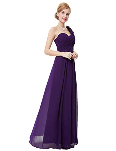 Ever-Pretty Mujer Vestidos Fiesta de Gasa para Ceremonia Coctel Partido Vestido Elegantes de Fiesta Noche 36 Morado Oscuro