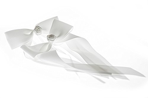 10 Antennenschleifen mit Rose Deko Schleifen Hochzeit Autoschmuck Autoschleifen Weiss