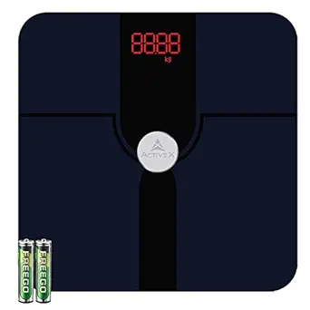 ActiveX (Australia) Ivy Premium Personal Digital Bathroom Body Weight Machine for Human Body with Free ActiveX Fit-Kit | Thick Tempered Glass | LED Display | Batteries Included | Night Sky