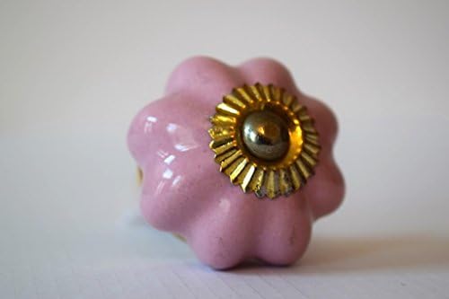 Fancy Drawer Knob Pink Flower Shape With A Gold Top Door Knob Vintage Shabby Chic Cupboard Drawer Pull Handle