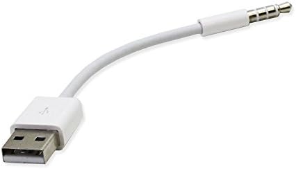 MYCS USB Charger Data sync cable lead for Apple 3rd 4th 5th Gen iPod shuffle - White
