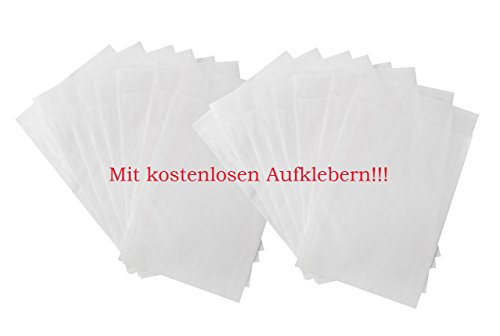 50 kleine weiße Mini Papiertüten aus Pergamin (durchsichtig!); Flachbeutel mit 9,5 X 13 cm; für Gastgeschenke, Geschenke, Mitbringsel und vieles andere mehr