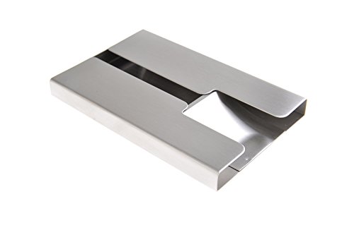 Preisvergleich Produktbild Visitenkartenetui / -halter aus hochwertigem Edelstahl, mit fein geschmirgelter Oberfläche und Push-Mechanismus, für 19-21 Visitenkarten, Mod. 434 (DE)