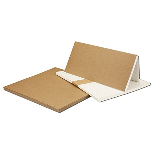 Kraftpapier-Karten inklusive Briefumschläge & Einlegeblätter | 50er-Set | Blanko Recycling Einladungskarten in Braun | bedruckbare DIN Lang Post-Karten | ideal zum Selbstgestalten & Kreieren - 2