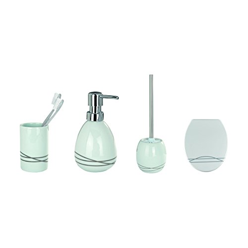 WENKO 20015100 Seifenspender Noa, Fassungsvermögen 0.35 L, Keramik, 9 x 15.4 x 8.5 cm, Weiß - 3