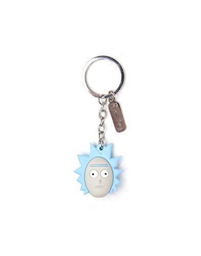 Rick and Morty Keychain Ricks Face 3D Rubber Blue