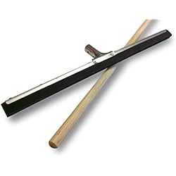 Kibros 1560M | Raclot balai raclette extracteur d'eau pour sol | Longueur 60 cm | Caoutchouc mousse noire 2 lames | Manche bois 1,20 m