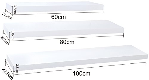 WOLTU RG9238ws Wandregal Wandboard, MDF Holz, Bücherregal Hängeregal, CD DVD Regal, Länge 60cm, Weiß - 5