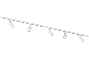 Qub Focus III – Système d’éclairage LED monophasé – 2 rails de 1m (200cm) – 5 spots GU10 orientables – blanc – plafonnier moderne – pour cuisine, salon, salle à manger