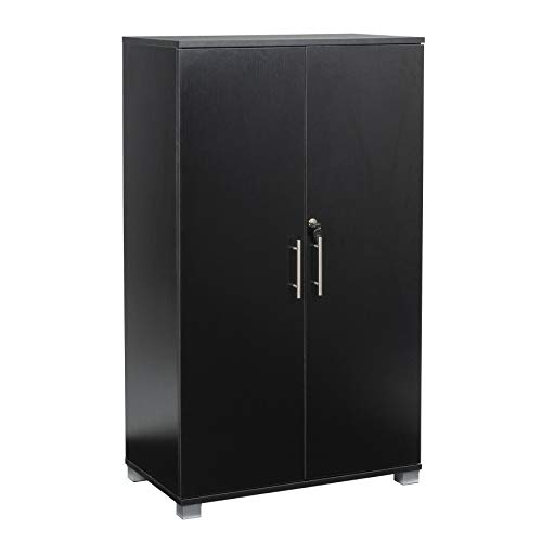 Armoire de rangement noire à 2 portes verrouillables 120 cm de haut