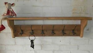 RusticWoodenCrafts Reclaimed wood Hat and Coat Rack with shelf Rustic Shabby Eco 6 hooks = 88cm