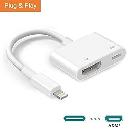 Sunky Adaptador de Cable HDMI, 1080P Adaptador AV Digital Pantalla Sincronizada Conector HDMI con Puerto de Carga Hembra para teléfono y Almohadilla X XS MAX 8 7 6 más (White)