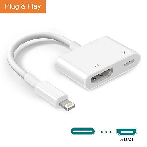 Sunky Adaptador de Cable HDMI, 1080P Adaptador AV Digital Pantalla Sincronizada Conector HDMI con Puerto de Carga Hembra para teléfono y Almohadilla X XS MAX 8 7 6 más (White)