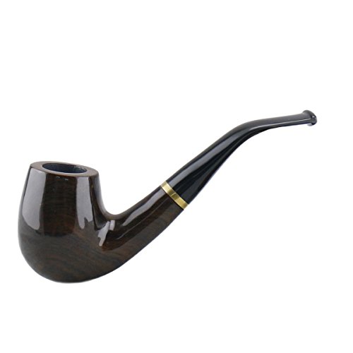 Joyoldelf Premium Pfeifen Raucherzubehör TABAKPFEIFE aus Schwarz Sandelholz inkl.HolzPfeifen Ständer – für 9mm Filter - 2