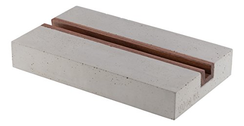 WOOD U? STYLE – Halterung für iPad und Tablets aus Beton mit schöner Holzleiste (Nussbaum) - 5