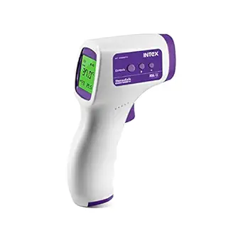 Intex Thermosafe Non-contact FDA Approved Digital Infrared Thermometer Temperature Gun -32?C to 42?C(89.6-109.4?) with LCD Display (white, blue)