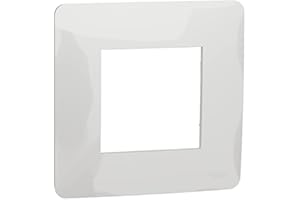 Schneider Electric NU200218 New Unica, Marco de Cubierta para Interruptor 1 x 2 Módulos, 1 Segmento, Instalación Fácil, Sin Halógenos - Blanco