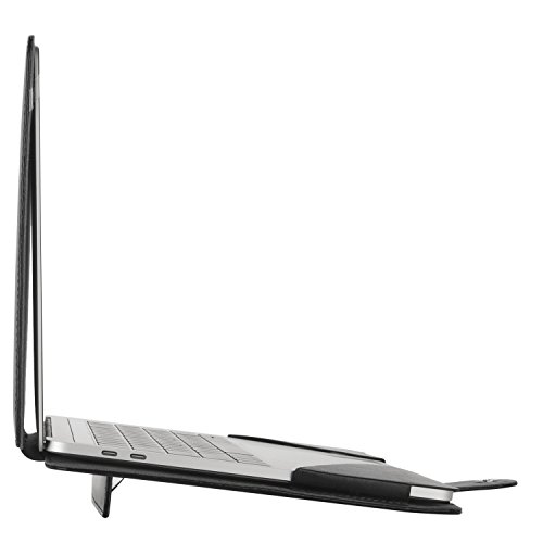 MOSISO MacBook Pro 15 PU Leder Hülle 2016, Buch Folio Stand ärmelabdeckung mit klaren Trägern an den oberen Ecken für NEUESTE MacBook Pro 15 Zoll (2016 Freisetzung) A1707 mit Touch Bar and Touch ID, Schwarz - 5
