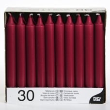 30 Tafelkerzen Ø 2,15 cm · 19,6 cm bordeaux.