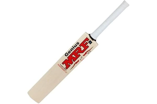 Genius Grand Edition Kashmir Willow Cricket Bat, Natural Wood with Red Graphics, Size 5, 69 cm Length, for Junior Players 8-10 Years