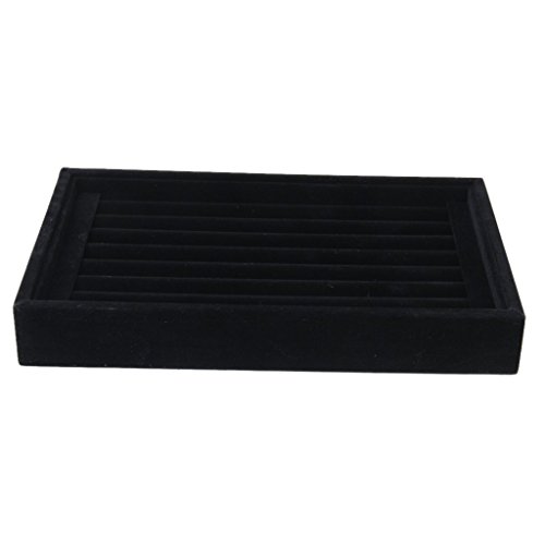 SODIAL(R) Samt Ring Manschette Schmuck Lagerung Anzeige Box Tablett Fall Deckel (Schwarz)
