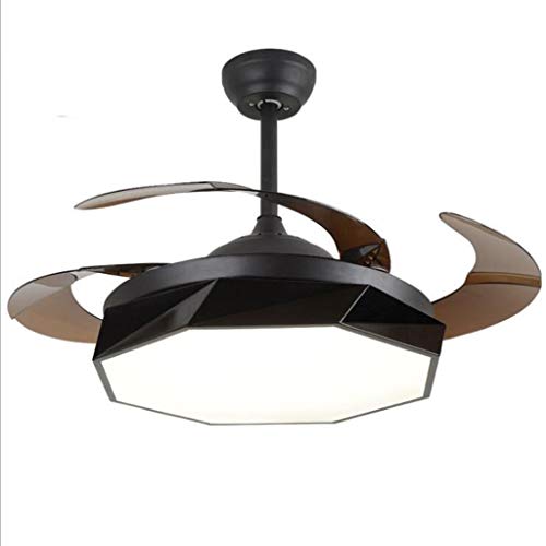 Haodan electronics candelabro 42"LED Luz de Ventilador de Techo Luz de Techo Moderna Control Remoto Aspas retráctiles Sala de Estar Dormitorio Restaurante Luz de Ventilador (Color : Black)