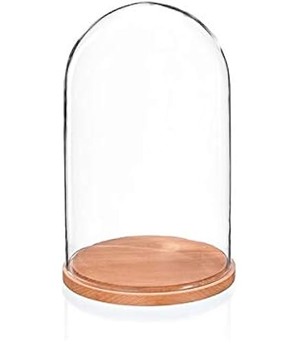 Campana Di Vetro Decorativa Con Base In Legno - 12x30cm Per Centrotavola, Vetrine E Candele