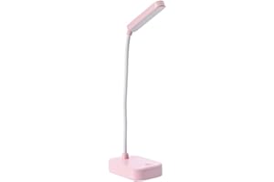 HEPAN BLOCK Flexo led escritorio,Lamparas de mesa sin cable,Rosa con cable de alimentación USB,3 niveles de ajuste de brillo,Funciona con pilas,Cuello de cisne giratorio 360,Lampara cama,Flexo led usb