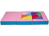 Kindersofa Schaumstoff Spielsofa mit Bettfunktion 4in1 Matratze Spieltisch Puzzle, Sofa Spielzeug (Rosa) - 4