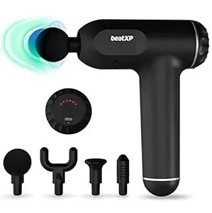 beatXP Bolt Cordless Deep Tissue Massage Gun with 4 Attachments | 6 Intensity Levels & Long Battery Life | Full Body Massager Machine for Pain Relief (1-Year Warranty)