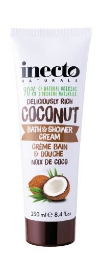 inecto Naturals Deliciously Rich Bath and Shower Cream, Coconut 250 ml - Pack of 6