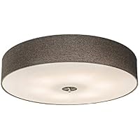 Qazqa Deckenleuchte MultiDrum – 3-flammig, Textil, Weiß/grau/braun, Dimmbar, E27, Für Wohnzimmer & Schlafzimmer