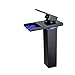 Produktbild 5151Buyworld Tap Wasserhahn Led Wasserfall Basin Wasserhahn-Stil Kupfer Waschtischarmatur Mit Heiße Und Kalte Lampen Waschbecken Wasserhahn Bad Küche hause, schwarz, B