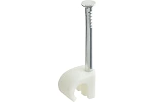 GTSE Fermacavo rotondo bianco, per cavi 5-7 mm, scatola da 100, clip per unghie in filo di battiscopa, puntine per cavi Ethernet, cavi elettrici, pareti