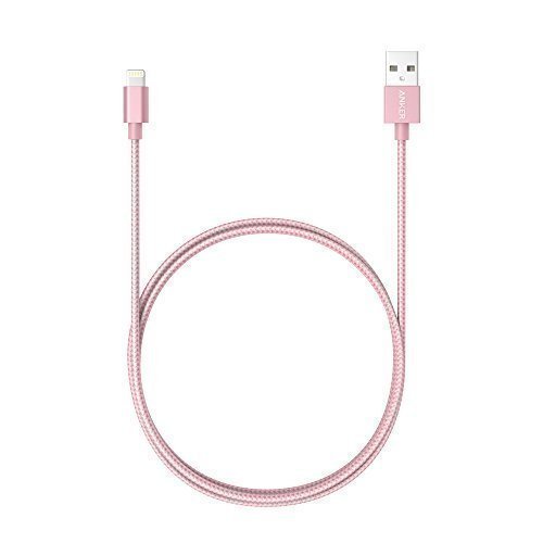 Anker 3ft Nylon Braided USB Cable with Lightning Connector [Apple MFi Certified] for iPhone X / 8 / 8 Plus / 7 / 7 plus / SE / 6 / 6 Plus/ 6s, iPad Air 2, iPad Pro and More (Rose Gold)
