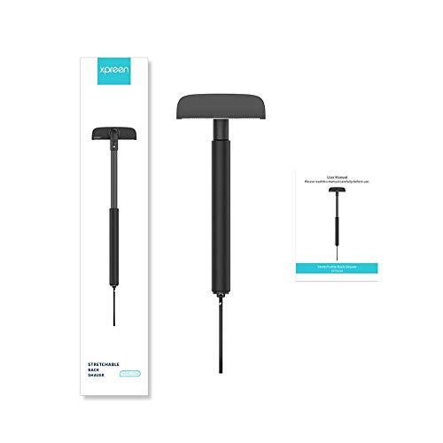 Preisvergleich Produktbild Einstellbare Stretchable Back Shaver Edelstahl Klinge zurück Rasierapparat für Männer zurück Haar Rasierer Trimmer - schwarz