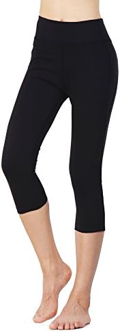 HOGAR AMO Women's Compression Running Capris Quick Dry 3/4 Length Non See-through Yoga Pants for Training, Gym Exercise,Black &amp;Gray