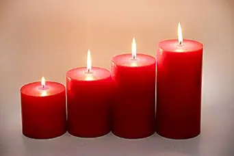 DELHI CANDLES Home Made Hand Crafted Smooth Red Pillar Candles, Set of 4 for Home Dcor/Meditation/Aroma/Reiki/Party/Romantic Dinner/Christmas & Other Occasion (RED 2X2)