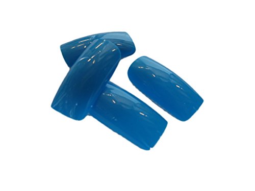 100 x Top Quality False medium/long length Full Coverage, French half tips or full toe false nails, 10 different sizes (10 of each size) & small glue by Fat-Catz-copy-catz (dark blue full nails)