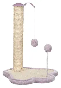 Trixie: - Junior Scratching paw with Post | Post Wrapped in Natural Sisal with Plush Cover | Features Two Plush Balls Connected with String to The Post | Supports Claw Care - 40 ? 50 ? 38 cm